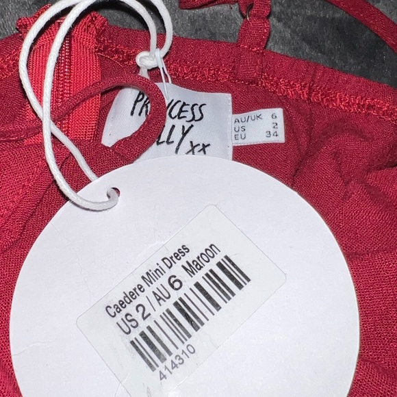 Princess Polly Caedere Mini Dress in Maroon Size 2 New with tag - Picture 13 of 14